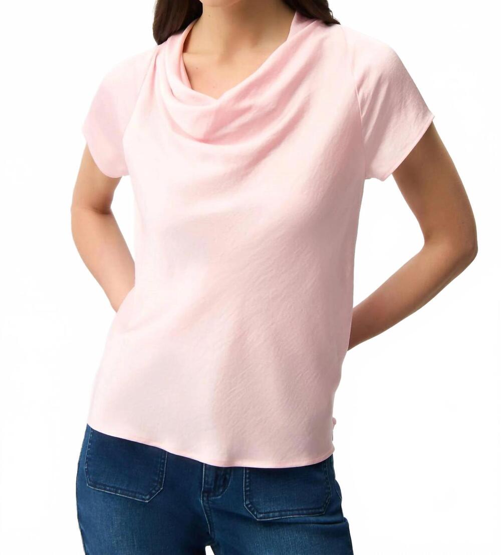 NEW JOSEPH RIBKOFF cowl neck raglan short sleeve top in petal pink